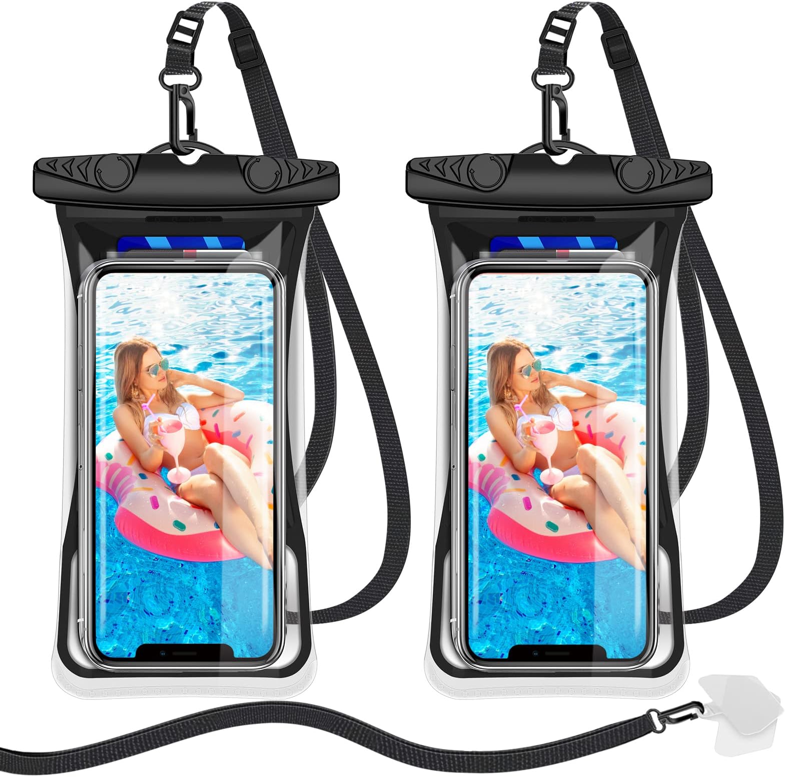 takyuFloating Waterproof Phone Pouch, Waterproof Phone Holder Premium TPU Waterproof Dry Bag for Snorkeling fits for iPhone Samsung & Other Smartphones Up to 7.2'' (Black,Black / 2 Pcs)