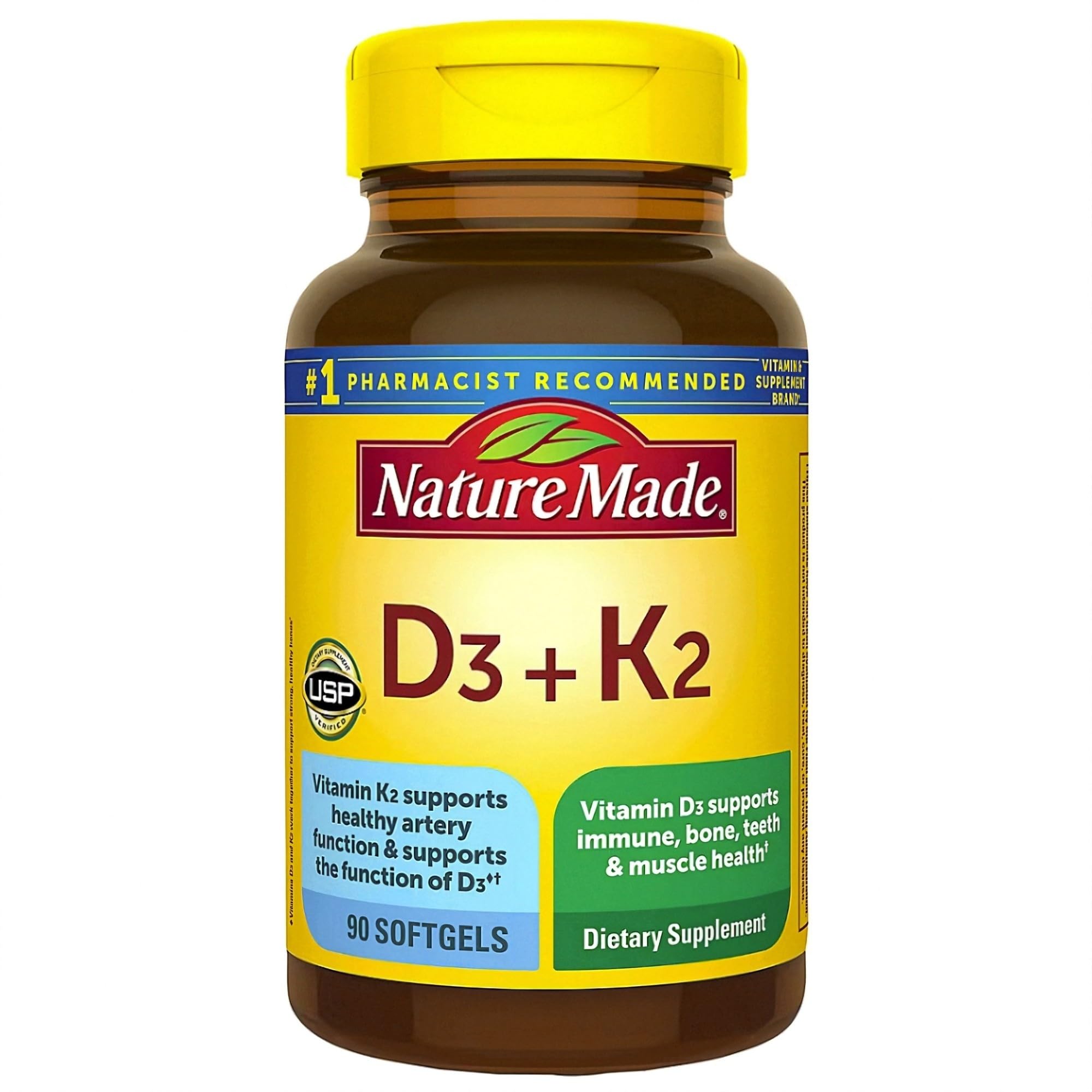 Nature Made Vitamin D3 K2 Supplement, 90 Softgels