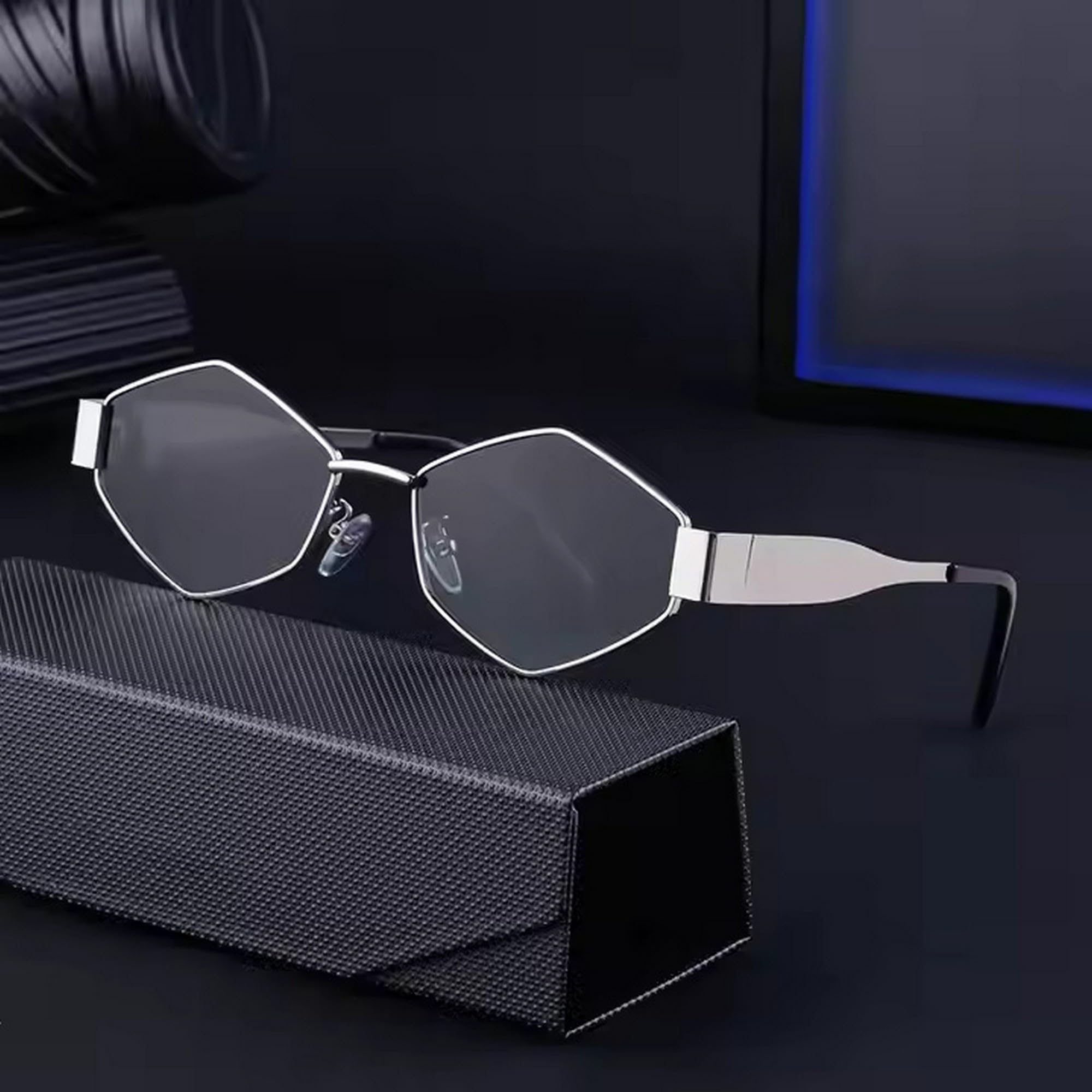 Dervin Gafas de sol retro hexagonales de moda para hombres y mujeres, modernas, elegantes y clásicas, protección UV400 y marco de metal duradero