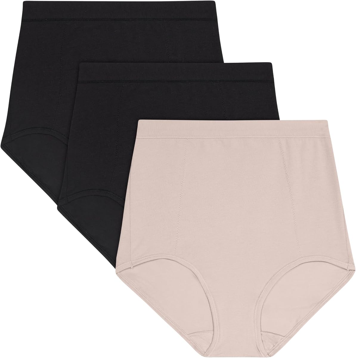 Bali Women's Underwear Briefs, 3-pack, Breathe Brief High-waist Panties for Women, Full Coverage, Smoothing