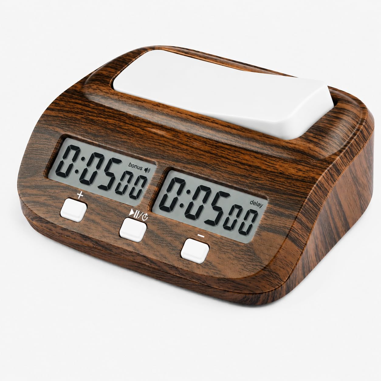 LEAP Orologio per scacchi, timer per scacchi digitale con ritardo e bonus, professionale per giochi tavolo, timer, venature del legno