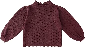 Baby Girls Lace Sweater Toddler Cotton Knit Pullovers Kids Crochet Ruffle Lantern Sleeve Blouses Jumper Tops