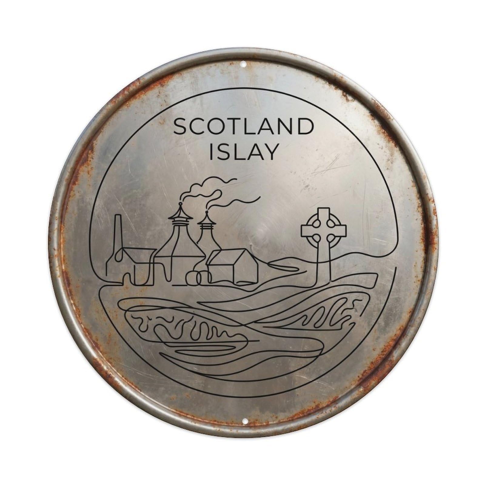 Retro Islay Island Celtic Minimal Geometry Travel Metal Tin Sign