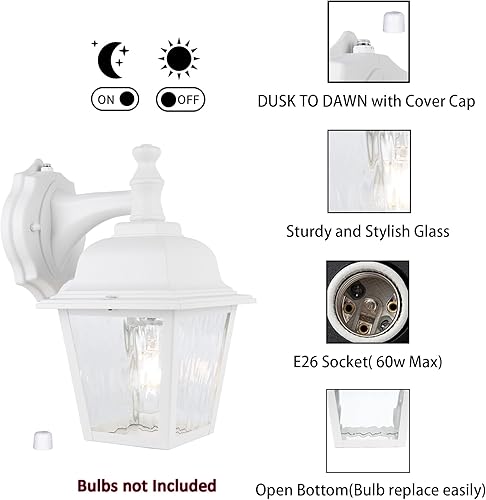 Miniatura 2 de YoonLIT - Lámpara de porche para exteriores del anochecer al amanecer, grandes faroles de pared impermeables para exteriores, accesorio de pared