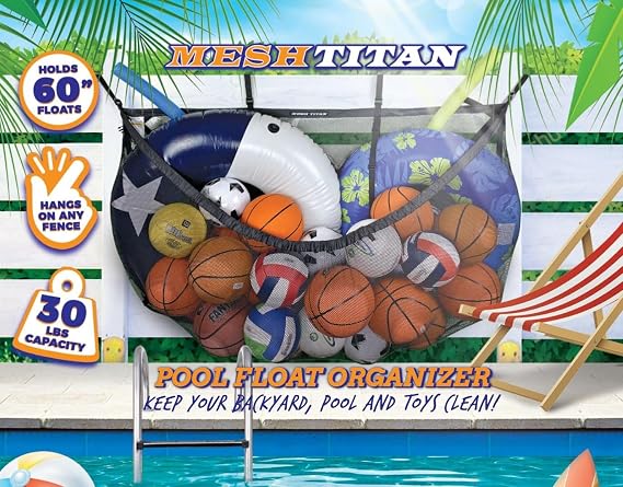 MeshTitan Pool Float Storage, Extra-Large Hanging Mesh Organizer Bag
