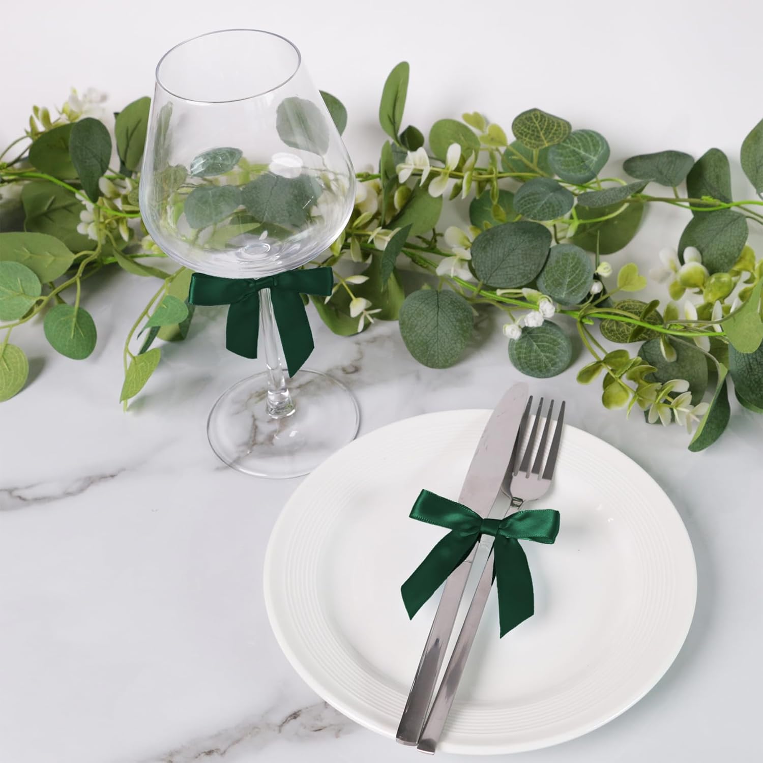 50 PCS Dark Green Twist Tie Bows 2.5" Satin Ribbon Bows Decor for Gift Wrapping Craft Treat Bags Cake Pop Basket, Wedding Baby Shower Birthday Party Favors - Image 3