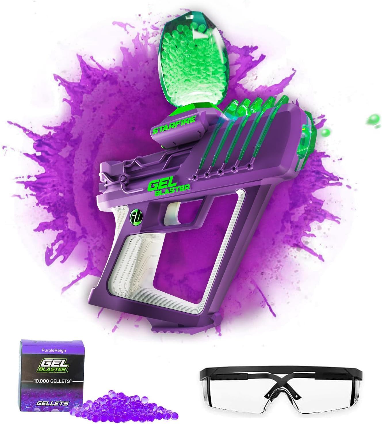 Gel Blaster Surge Starfire High Performance Glow in the Dark Gel Blaster | Semi-Automatic and High Capacity Automatic Modes | 5,800 Balls | 30m Range | 14+ Years Old