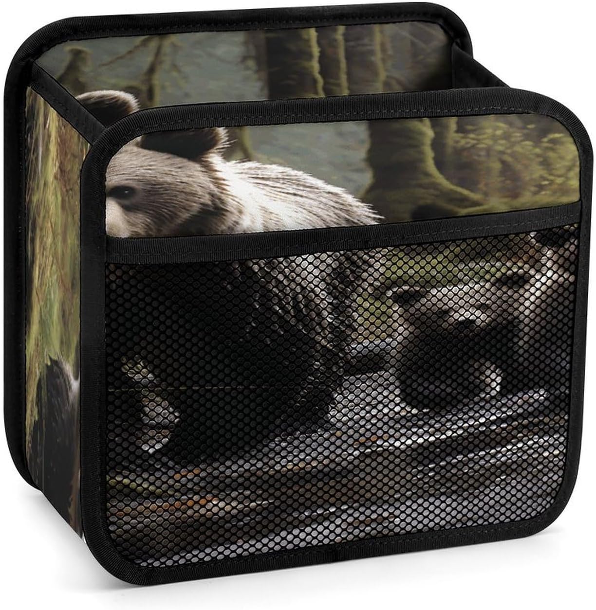Mother Bear And Her Cubs Car Backseat Organizer with Clear Tablet Holder, Multi Pockets Waterproof Oxford Kick Mat Storage Bag, Universal Auto Seat Back Storage Caddy for Drinks Travel Essentials