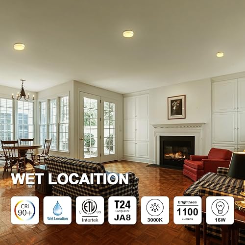 Miniatura 2 de Lámpara de techo LED de montaje empotrado de 7 pulgadas, 3000 K blanco cálido cerca de Celing, lámpara de techo de montaje en superficie (cromado)