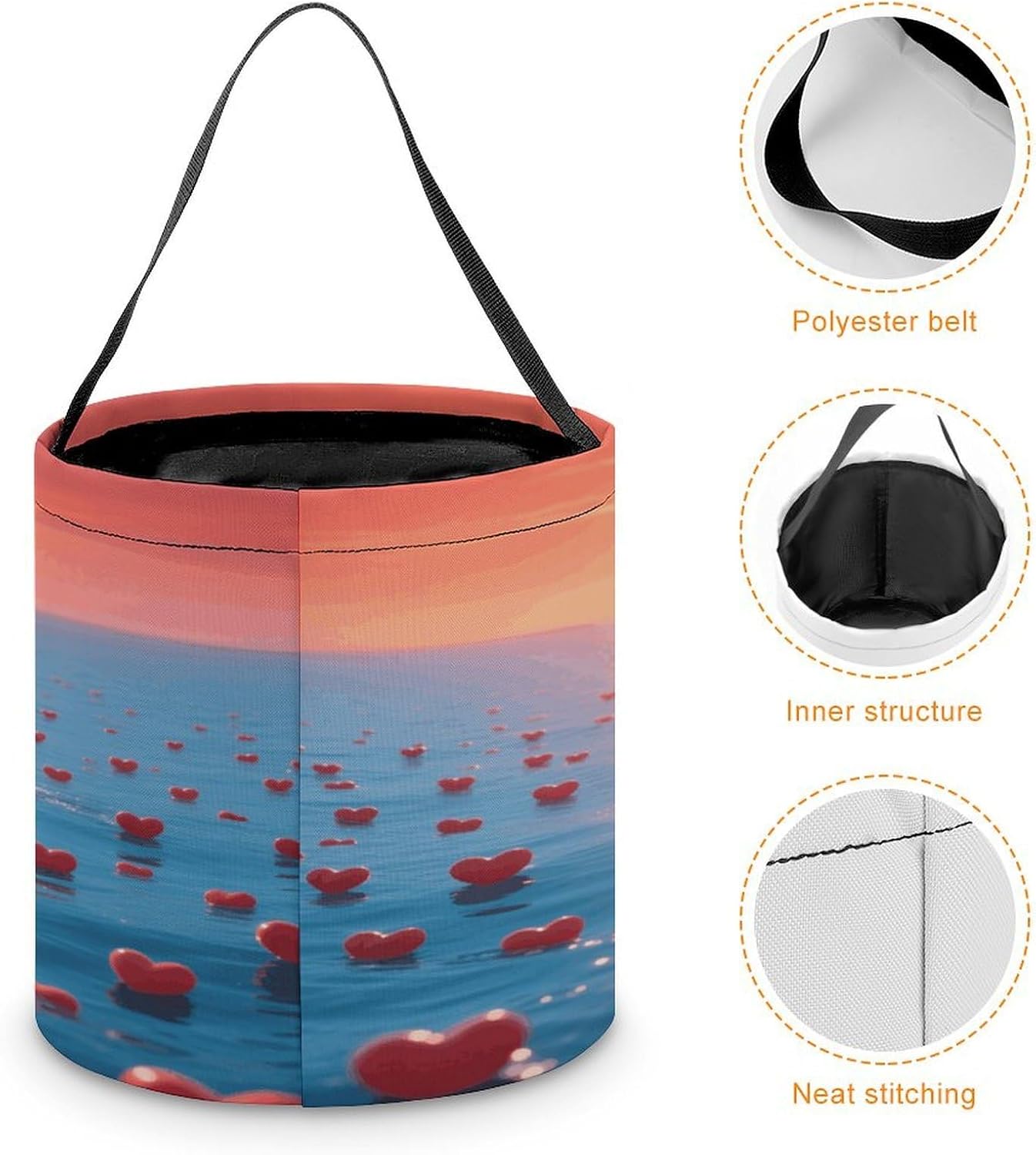 LLUTSNTH Sea of Hearts Halloween Tote Treat Bag for Trick Or Treat image 4