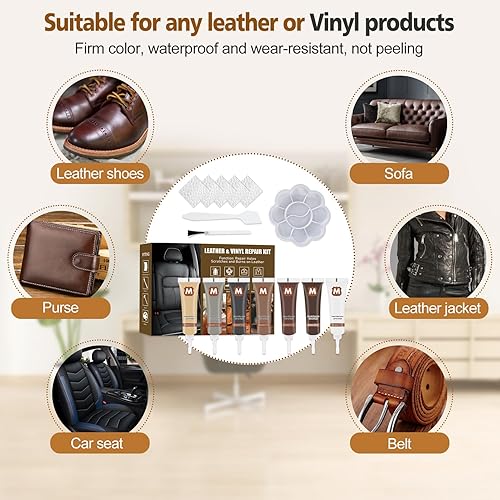 Miniatura 3 de Ganbaro® Kit de reparación de cuero para muebles, gel de pintura de reparación de cuero, kit de reparación de vinilo, restaurador de arañazos,