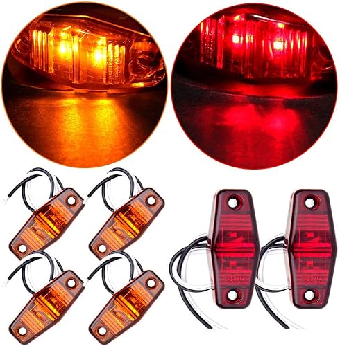 Miniatura 2 de 2.5 pulgadas, 4 unidades, ámbar, 5 luces ovaladas rojas para remolque, luces LED laterales para guardabarros, luces universales para remolque, luces