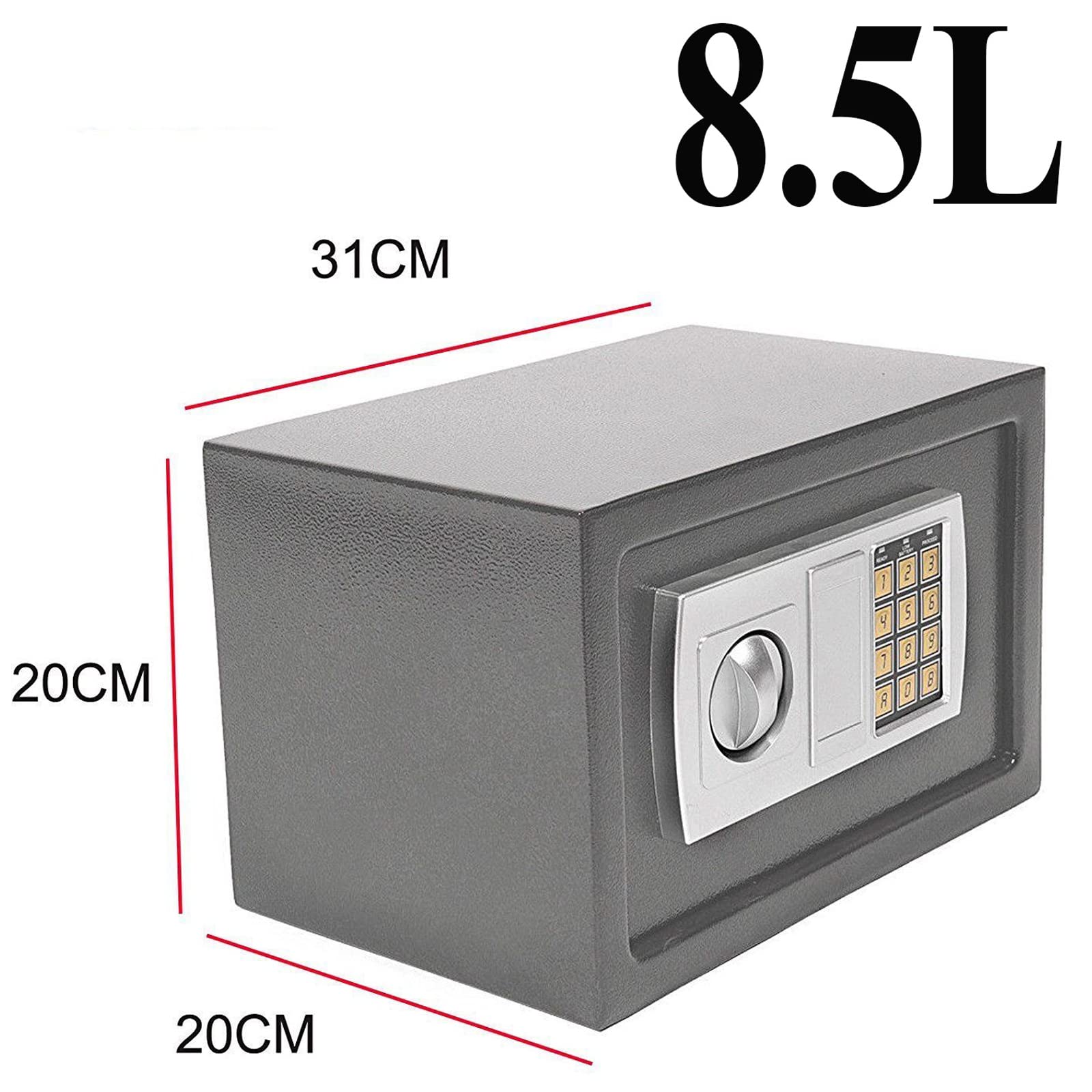 ZanGe Cassaforte elettronica digitale in acciaio con chiave per casa, ufficio, hotel, tenere denaro, gioielli o documenti, colore: grigio