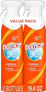 Bounce Spray antiestático, liberação instantânea de rugas 3 em 1, eliminador de odores e spray de renovação de tecido, toque rápido (22 ml) embalagem pode variar
