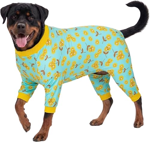 LovinPet Pitbull - Pijama grande para perro, alivio de la ansiedad de las mascotas, pijama de protección solar para perros, cómoda tela elástica,