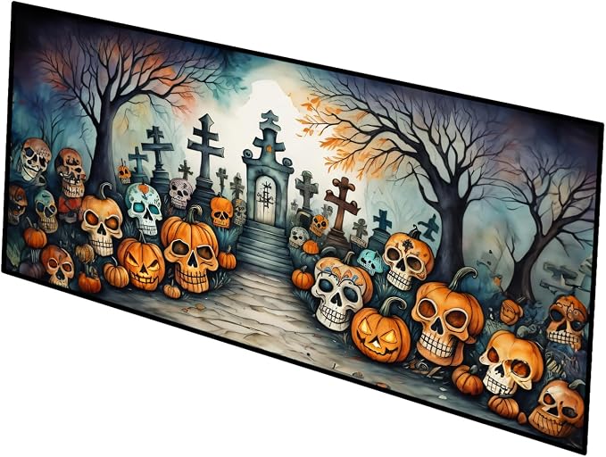 Caroline's Treasures Calaveras Sugar Skulls Spooky Halloween Indoor/Outdoor Runner Mat 28x58 Front Door Mat Indoor Outdoor Rugs for Entryway Hallway Foyer Non Slip Washable Wide Doormat