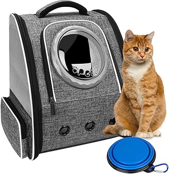 Amazon 猫 キャリー ペットキャリー バッグ リュック Okiki 年最新 マットを改善 小型犬 きゃりーバッグ リュック宇宙船型 通気性 大容量 折りたたみ 通院 散歩 旅行 災害避難用 マット付き Okiki おでかけ用品 通販