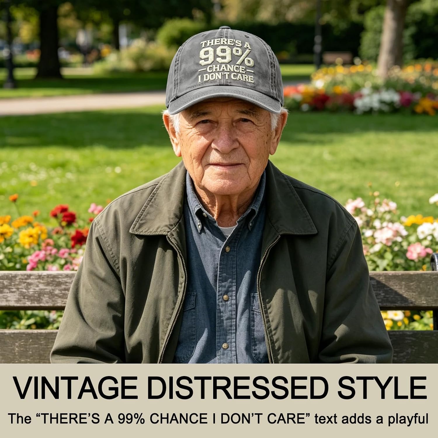 There's A 99% Chance I Don't Care Hat, Vintage Distressed I Don't Care Cap, Adjustable Funny Baseball Cap