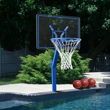 Katop Swimming Pool Basketball Hoop Set with Standard 18 Rim, All Aluminum Alloy, 3 Balls, 3 Colors, Adjustable Height, Detachable