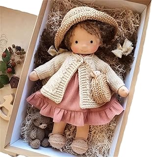 QUDOOS Waldorf Doll Plush Baby Doll, Handmade Waldorf Doll, Girls Cute Figure Toys, Cute Little Girl Plush Doll Christmas New Year Birthday Gift ( Color : G , Size : One size )