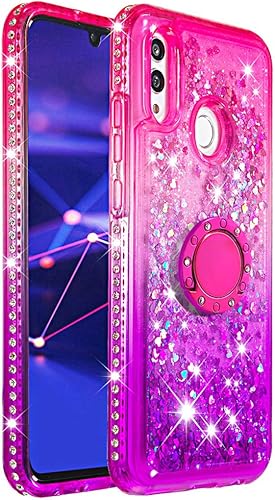 Bexido SchutzhA lle fA r Huawei Smart 2019 Honor Lite  Silikon FlA ssig Bling Glitzer HandyhA lle Clear Silikon Diamond Strass Bumper Case Cover mit Ring StA nder Fingerhalterung Rosa Lila