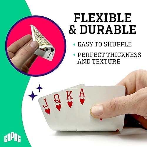 Miniatura 3 de Copag Juego de cartas de juego 100% de plástico, tamaño de póquer (estándar) índice regular rojo/azul de doble cubierta
