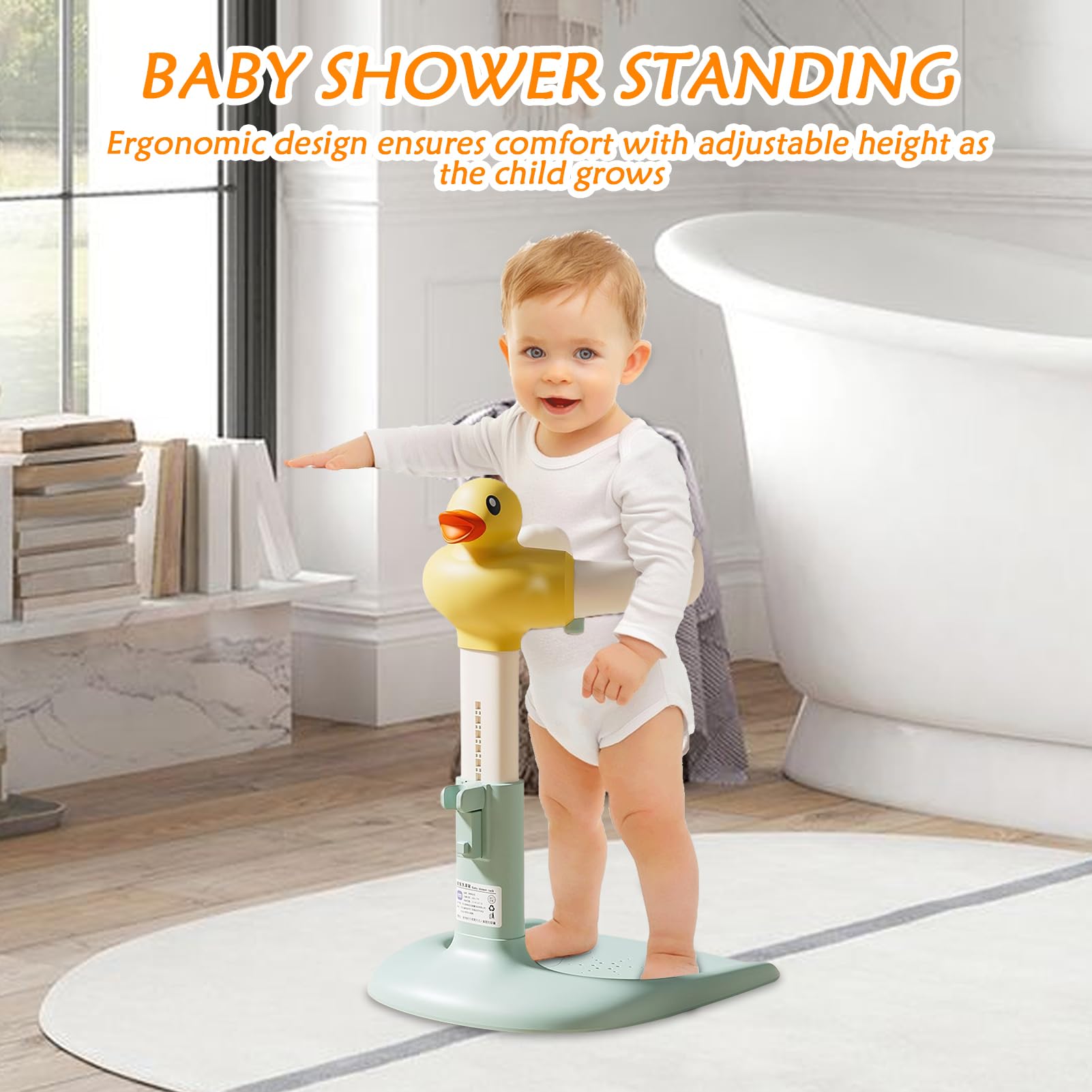 Soporte de Ducha para bebé | Soporte de Ducha para bebés | Altura ajustable, soporte de baño antideslizante para niños de 6 a 24 meses