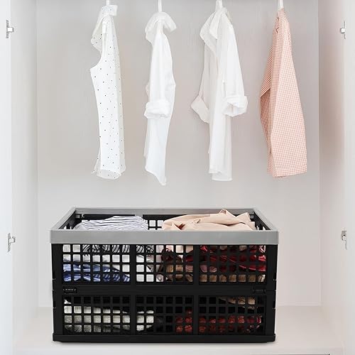 Miniatura 5 de Cajas plegables grandes de 42 litros, 2 paquetes de cestas de almacenamiento plegables de plástico