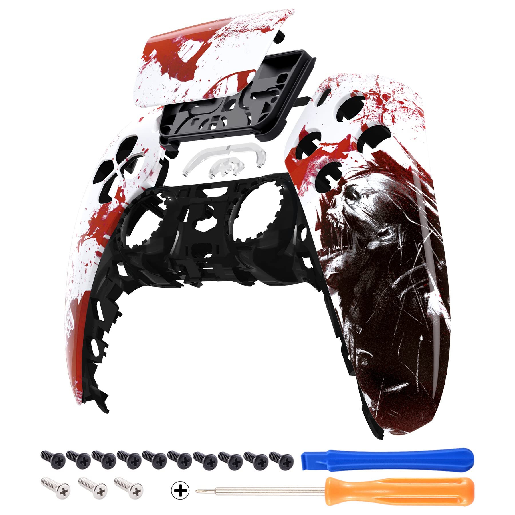 eXtremeRate Blood Zombie Touchpad Front Top Shell Compatible with ps5 Controller BDM-010 020 030 040 050, DIY Replacement Shell Custom Touch Pad Cover Compatible with ps5 Controller
