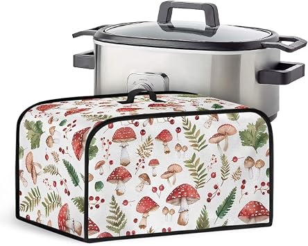 Mushroom Crock Pots Cover Resistant Oval Slow Cooker Cover with Top Handle Kitchen Appliance Cover Slow Cooker Protection Case Slow Cooker Cover for Home Kitchen
