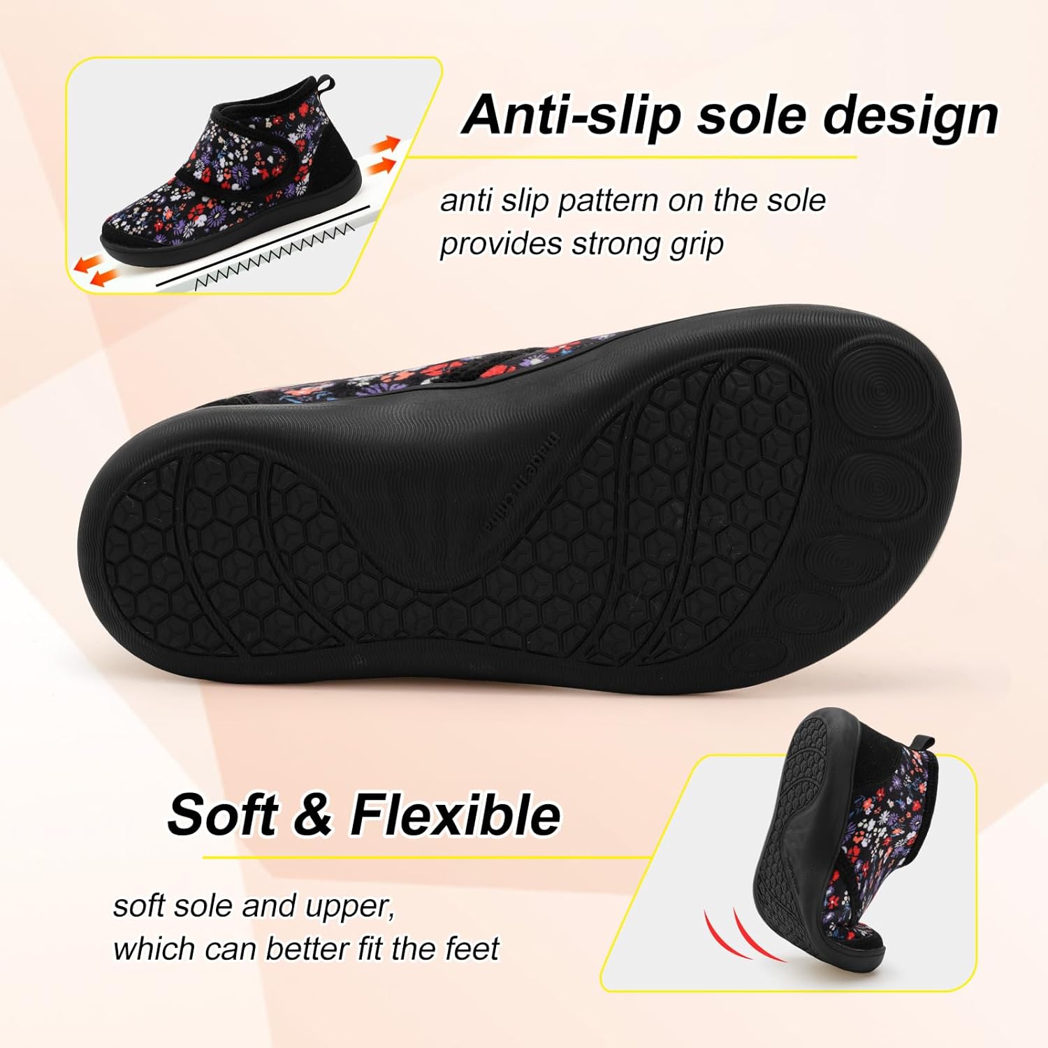 LeIsfIt Slipper Boots for Women Wide Warm House Shoes Non-slip Diabetic Winter Shoes Adjustable Bootie Slippers for Indoor & Outdoor - Image 5
