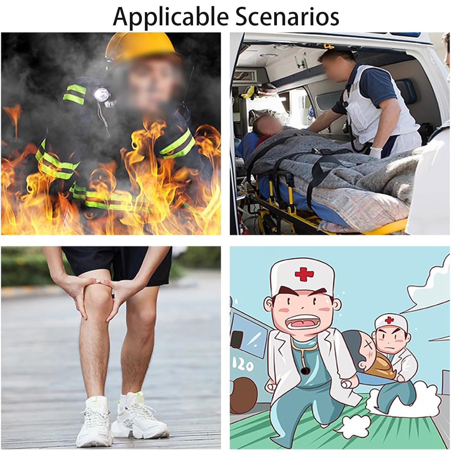 Camilla plegable de rescate de emergencia con correas de seguridad para ambulancia, transferencia de pacientes y evacuación de accidentes