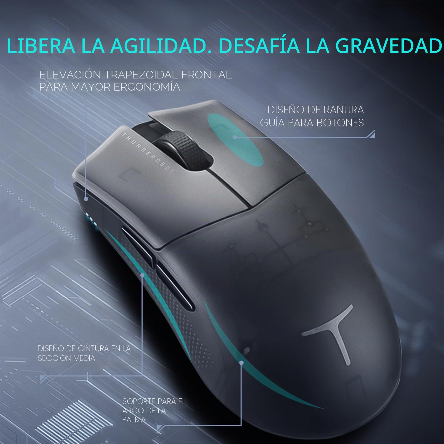 Thunderobot ML903 4K Ratón Gaming Inalámbrico con Base de Carga RGB, Sensor Óptico de 26,000 dpi, Batería de Larga Duración, Mouse Gaming Inalámbrico para PC, Mac