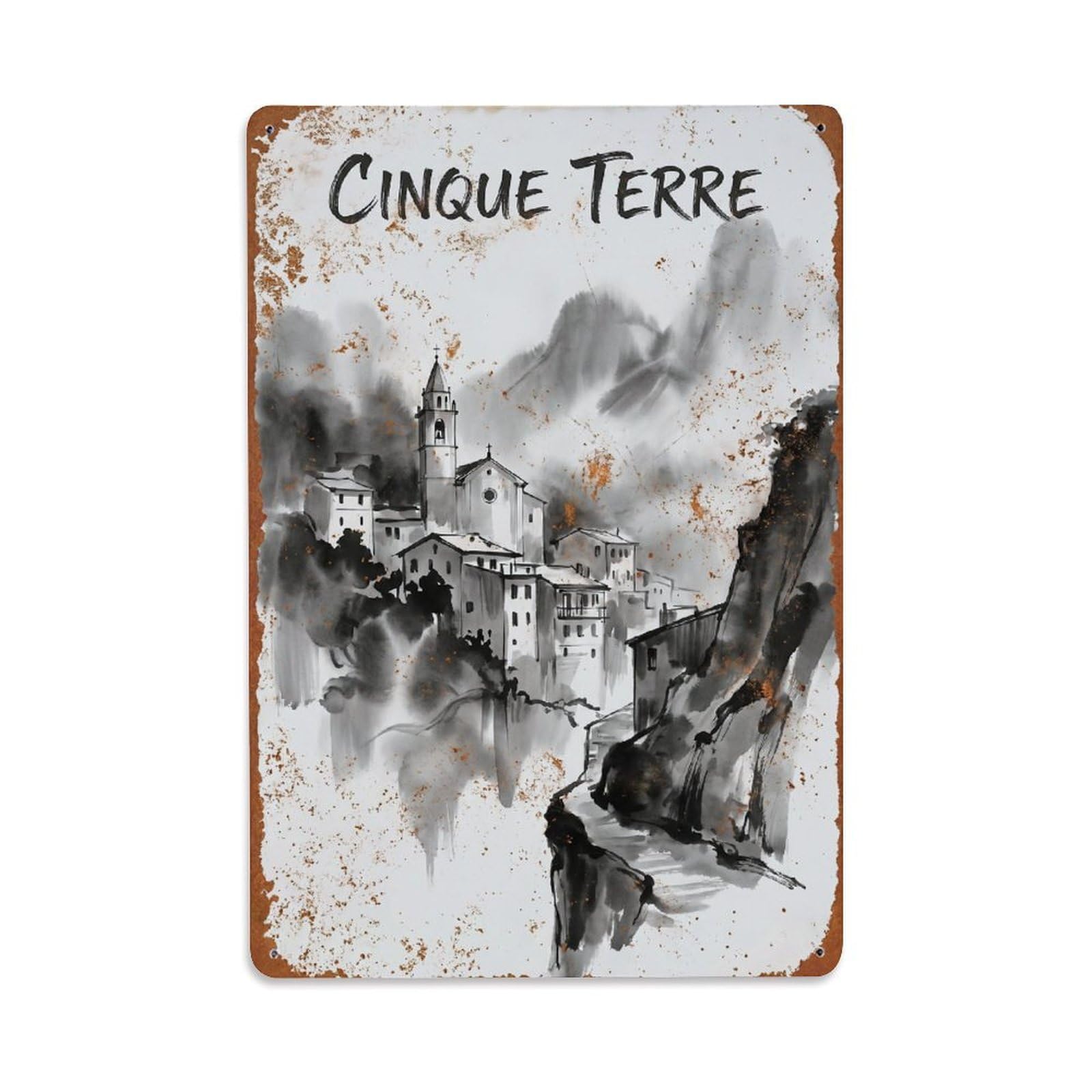 Huiyhb 8X12inch(20X30cm) Vintage Travel Cinque Terre Italy Tranquil Metal Tin Sign