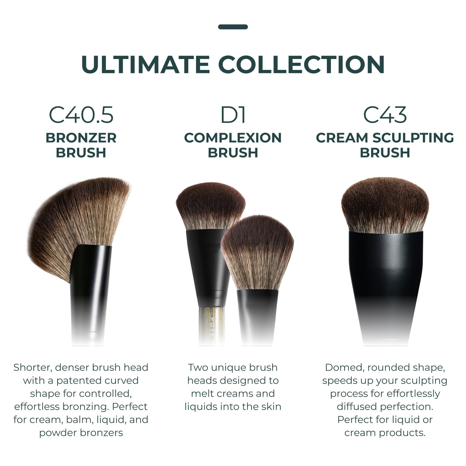 Rose and Ben Beauty D2 - Brocha para corrector y tez | Diseño de doble extremo para una mezcla sin costuras | Pulido y ajuste para maquillaje en crema, líquido y polvo | Fibras libres de crueldad