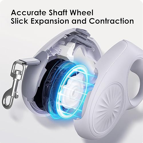 Miniatura 6 de Pssopp Correa telescópica para perro, mango ergonómico, mecanismo de sistema retráctil de 3 engranajes para perros pequeños a medianos y gatos, 16.4