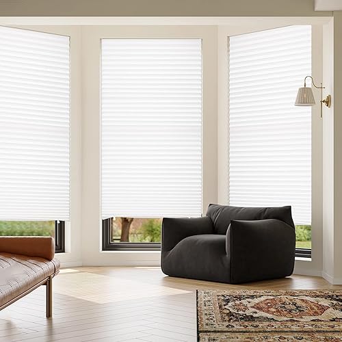 Vista 26 de MYshade Paquete de 6 persianas de papel opacas temporales para ventanas, persianas plisadas de papel con adhesivo, sin herramientas, sin Negro