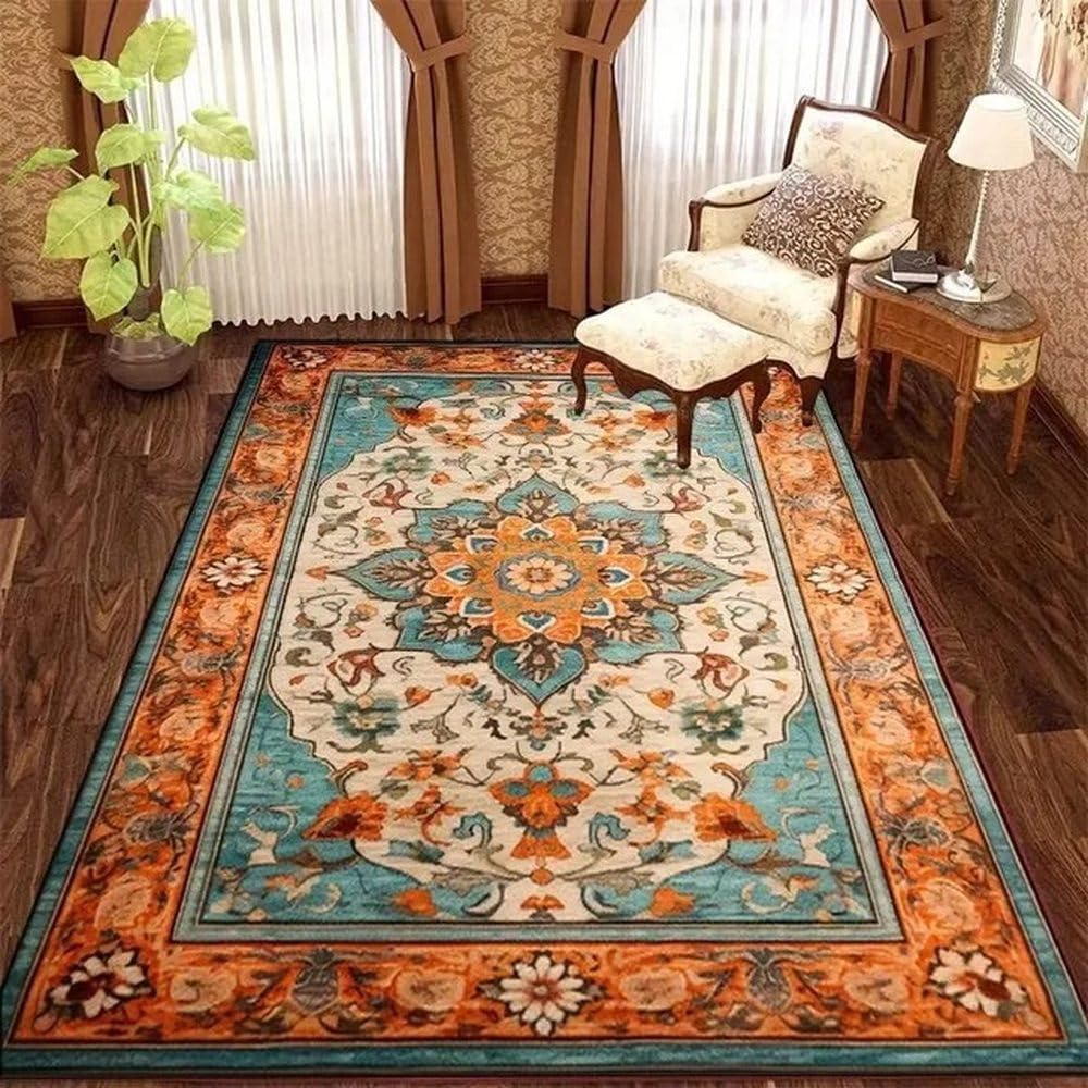 Tapis de salon de style rétro luxueux 100x150cm doux et moelleux