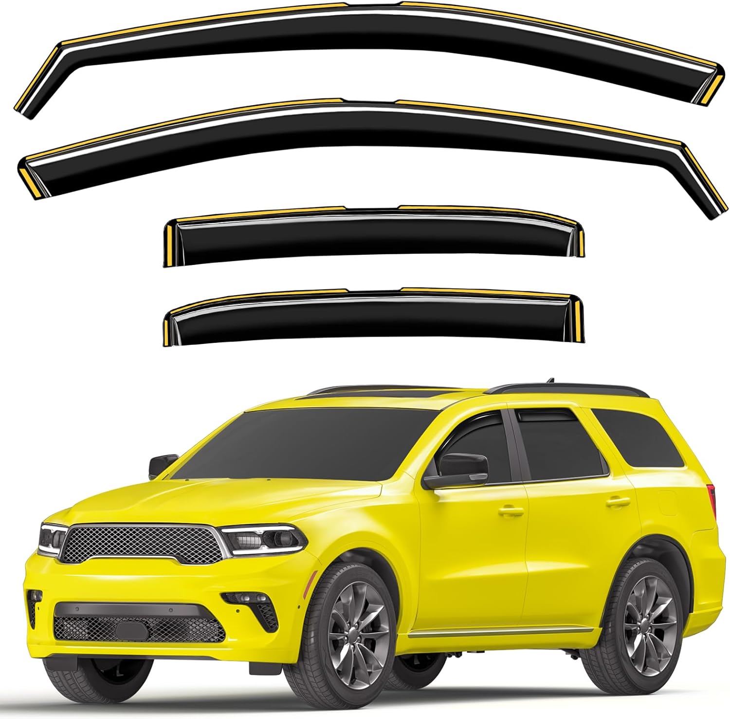in-Channel Window Rain Guards Fit for Dodge Durango 2011-2025 Extra Durable Window Deflectors Vent Visors Shades Exterior Car Accessories Visors Rain Guards - 4 pcs