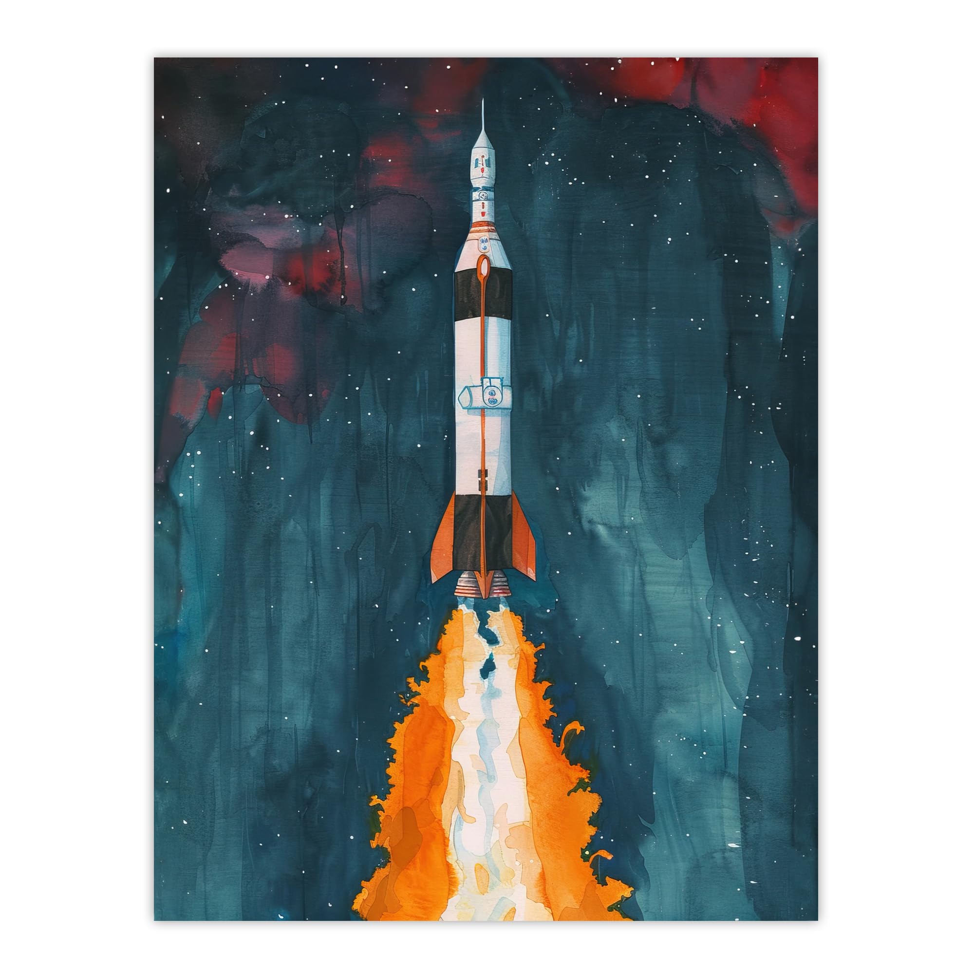 Artery8 Space Apollo 11 Saturn V Rocket Launch Painting Living Room Large Wall Art Poster Print Thick Paper 18X24 Inch
