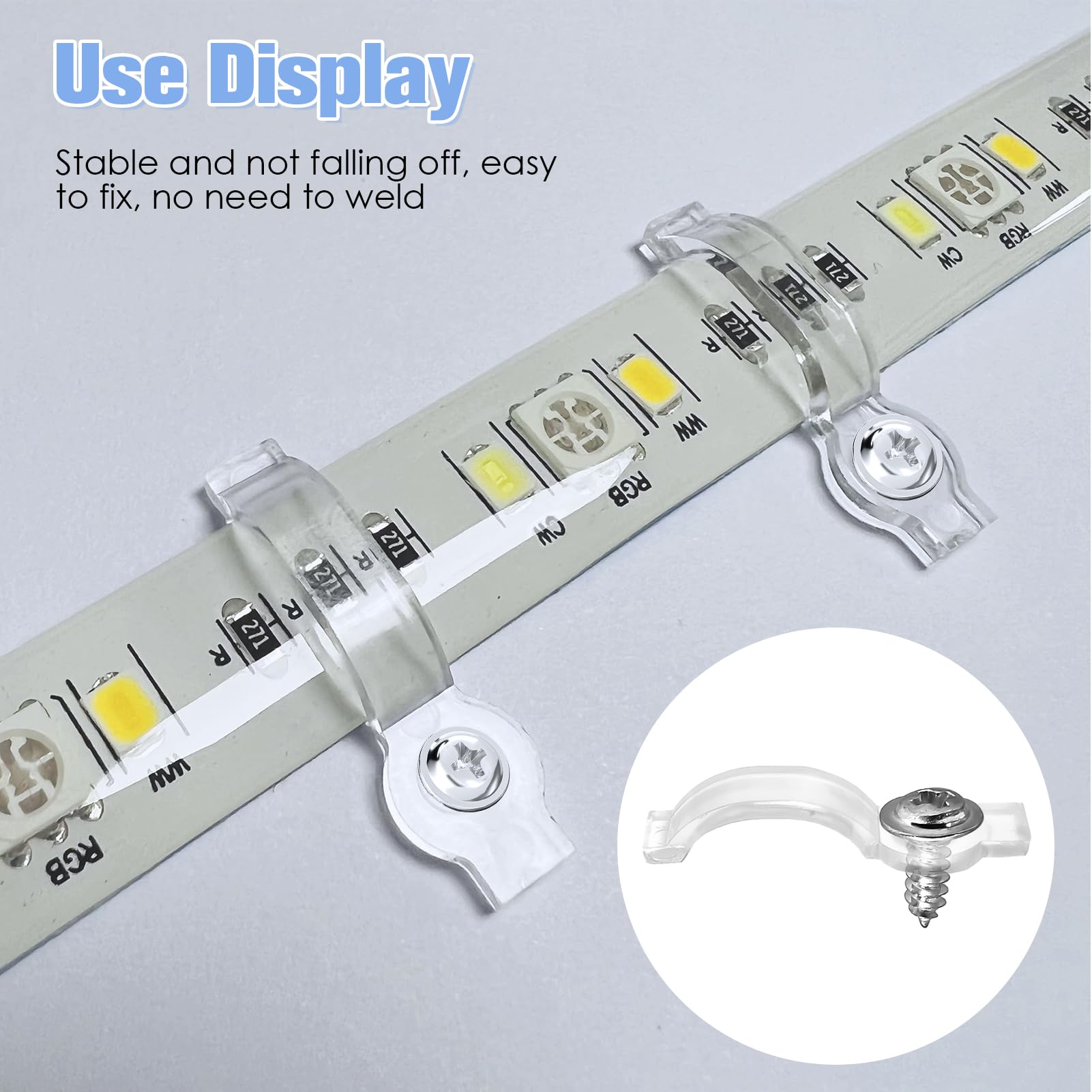 Led Video Light Clip Led Strip Clips, 100pcs Led Strip Light Connectors Led Strip Light ...