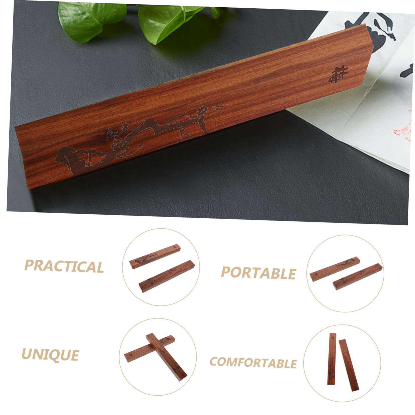 BESPORTBLE Fermacarte in Legno Con Design Unico Per Calligrafia 2 Pezzi Cancelleria in Legno Nero Per Ufficio