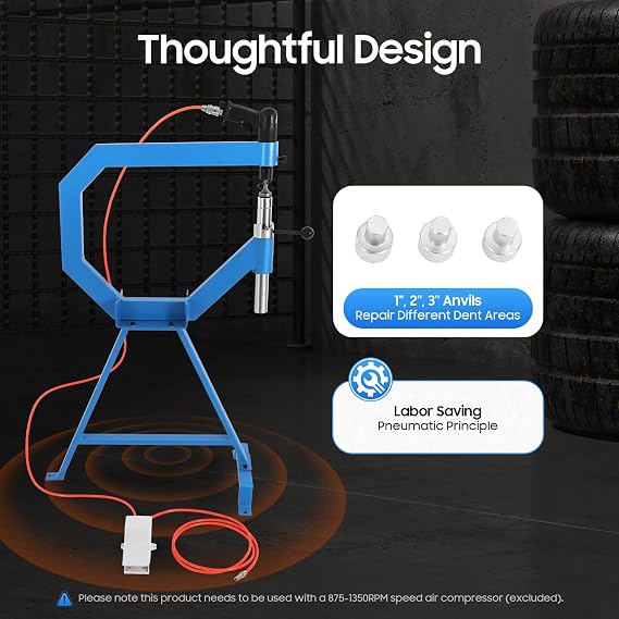 Pneumatic Planishing Hammer, 4 Inch Metal Shaping tools,Planishing Hammer Bending Machine with 1 2 3 Anvils and Foot Pedal, Power Hammer for Auto Body Repair, Blacksmithing, and Sheet Metal Work