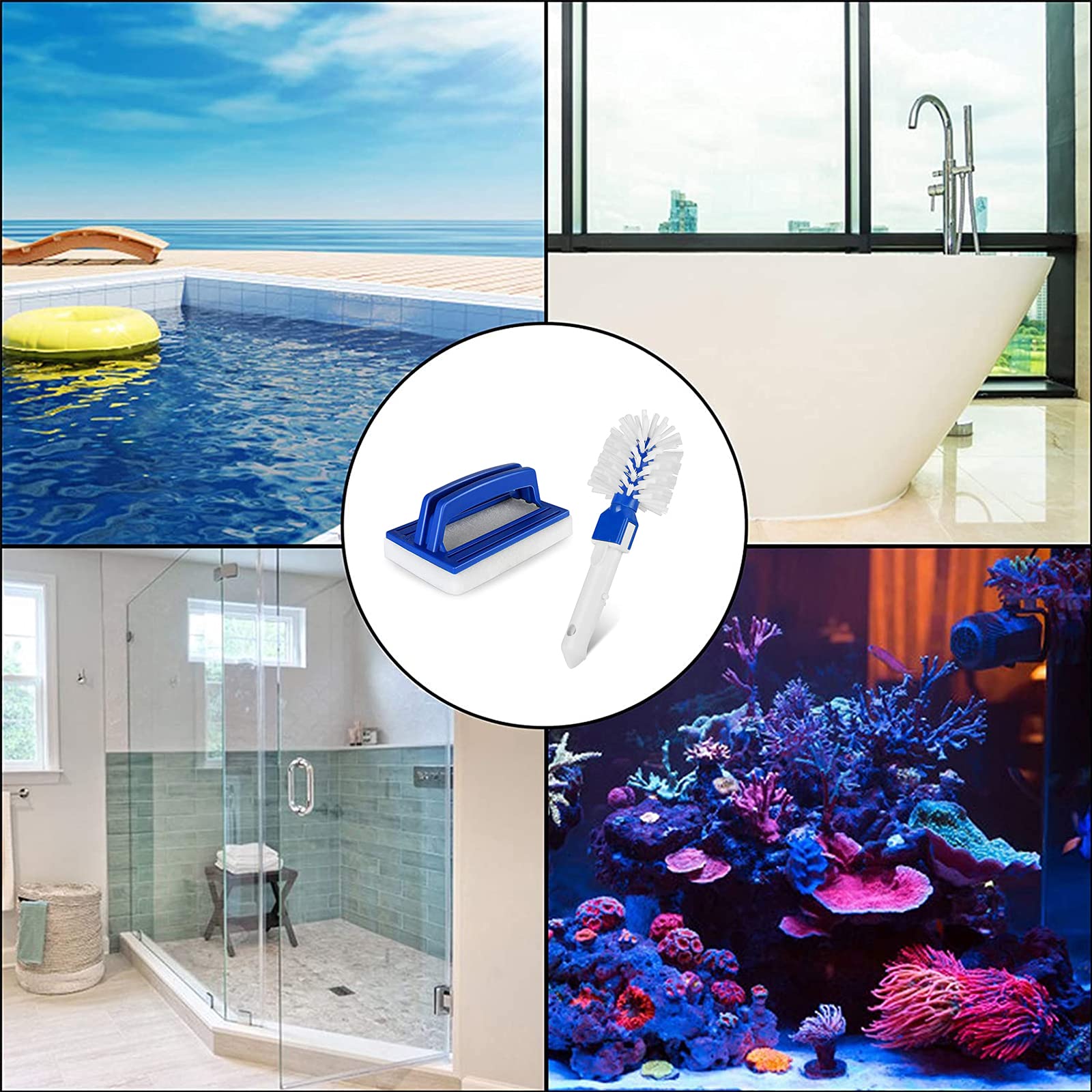 KNJOMZIE Pool Bürsten - 2 Stück Schwamm Mit Griff Für Reinigung