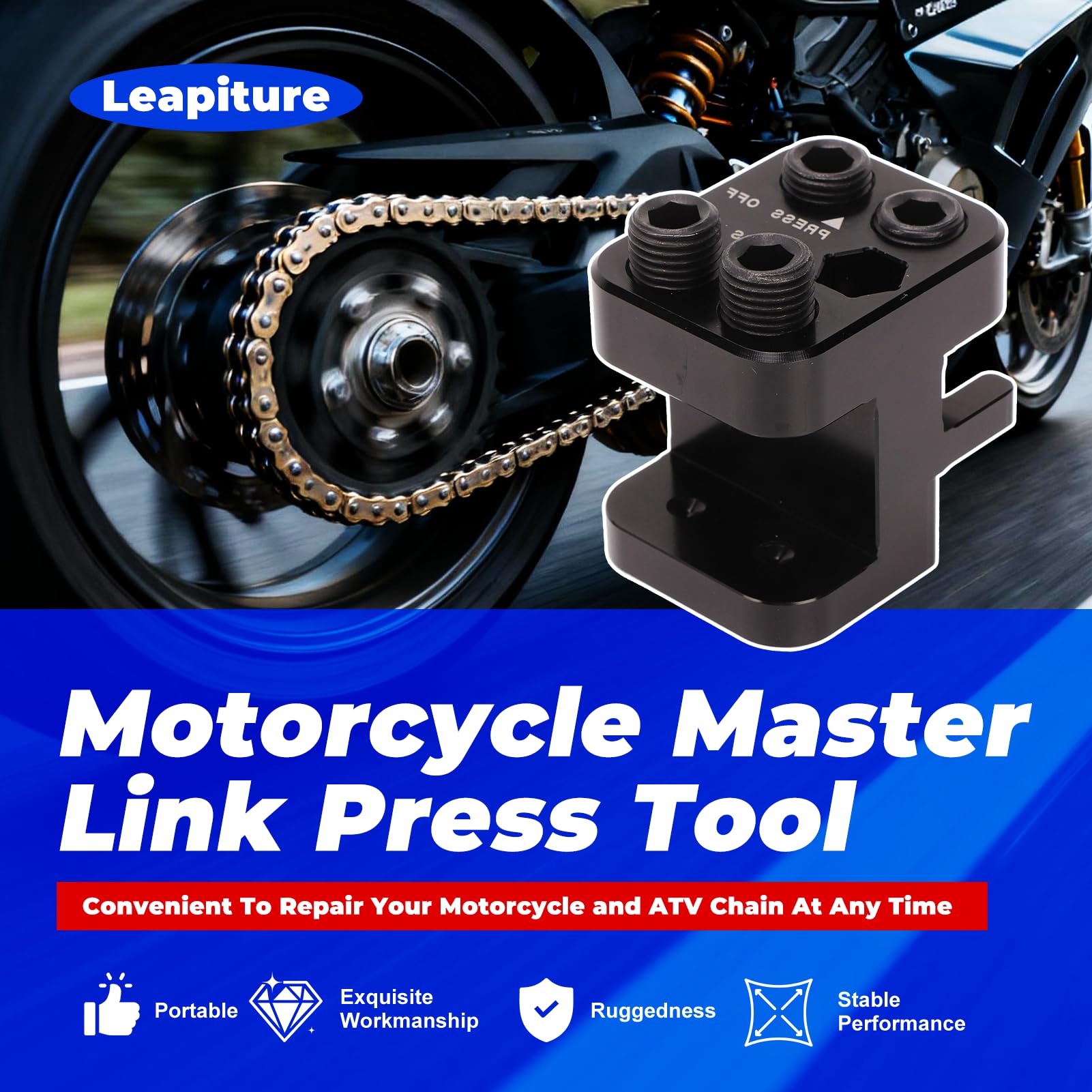 Moto ATV Master Link Press Tool Billet Alluminio Anodizzato Nero Sostituzione per Catena 520 525 530