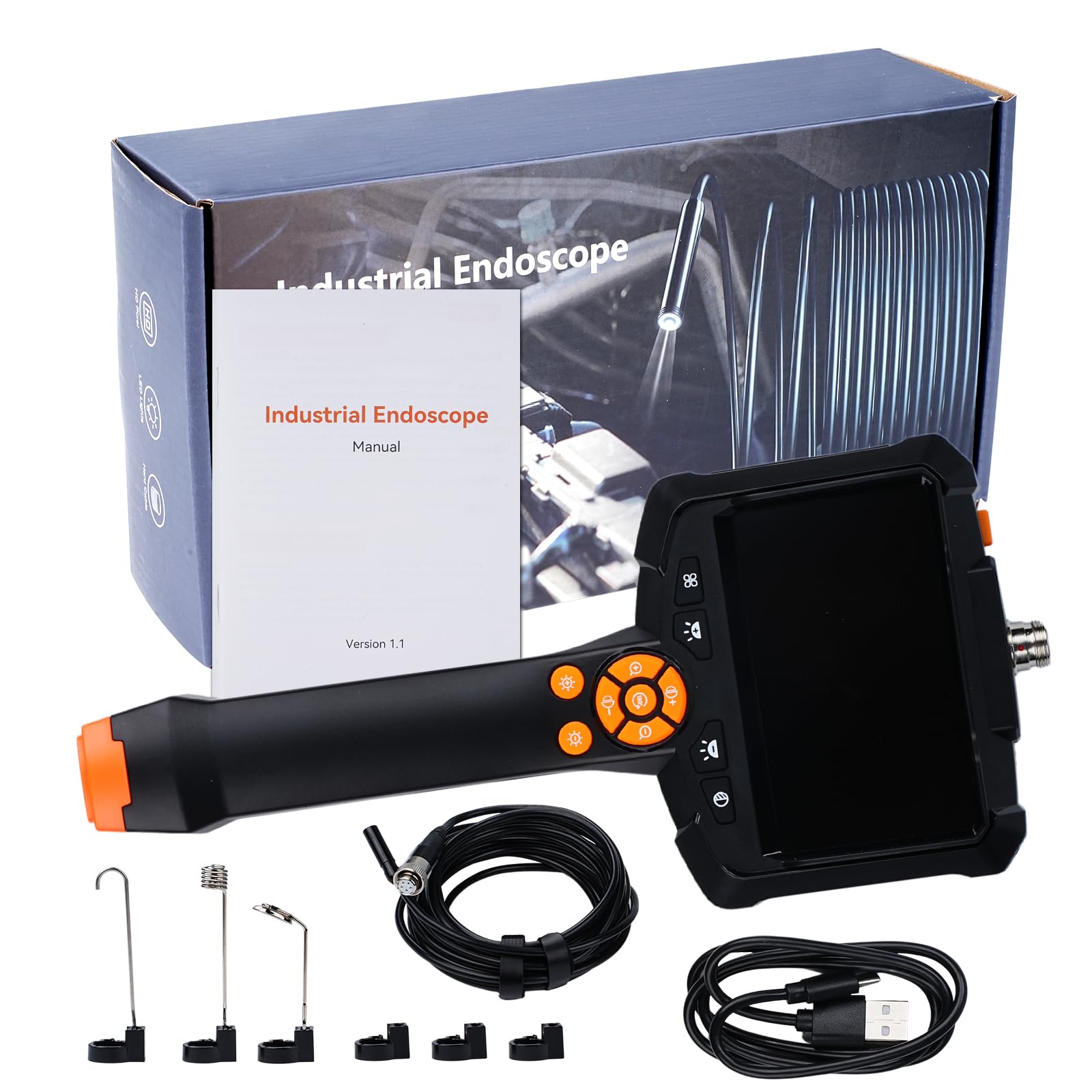 Endoscopio con luce 1080P HD, telecamera endoscopica industriale IP67 endoscopio impermeabile, cavo semirigido 16,5 piedi, telecamera per ispezione tubi HD