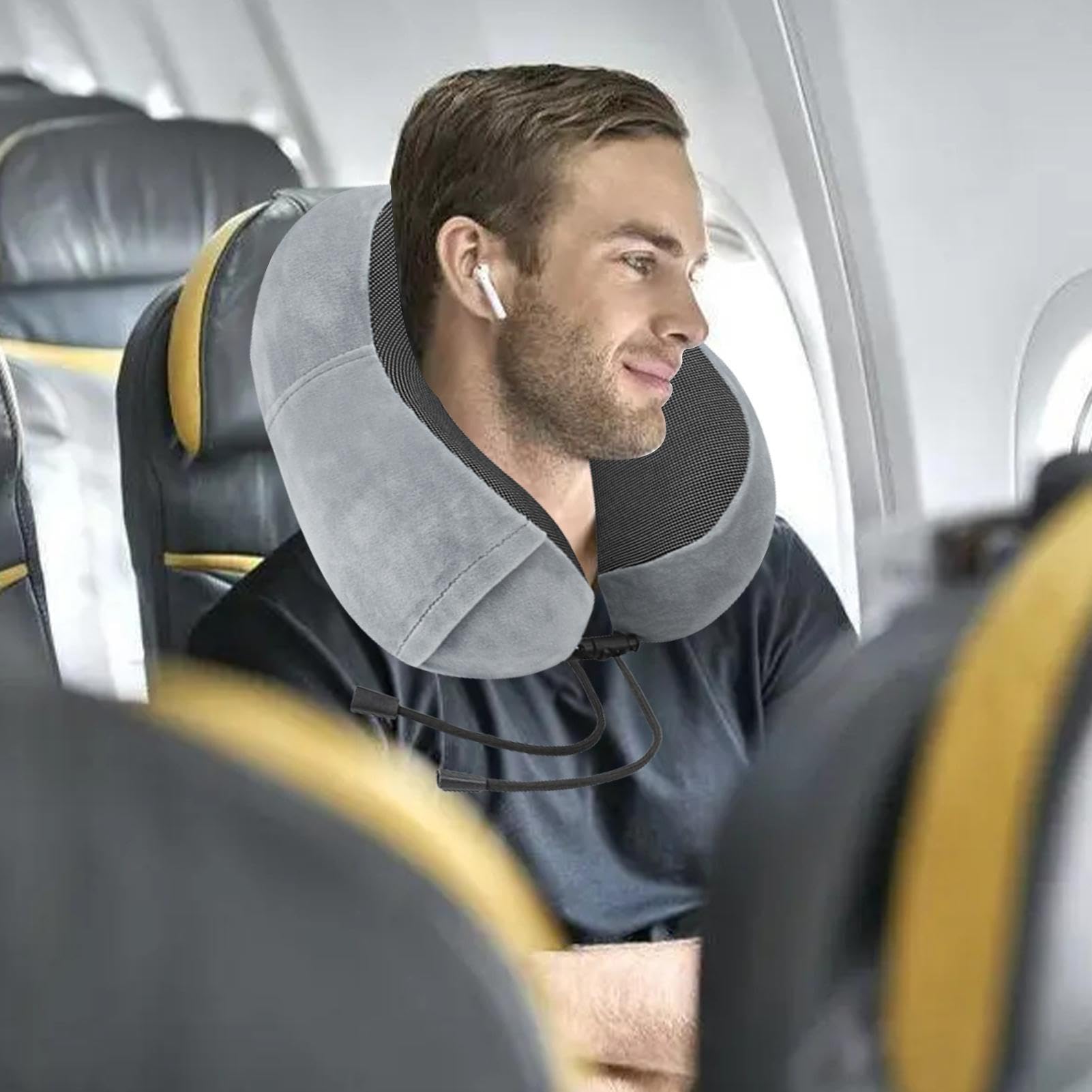pescoço para dormir em viagens,Travesseiro pescoço plano com espuma memória  - Almofada pescoço portát e confortável em forma U para casa, carro, ...