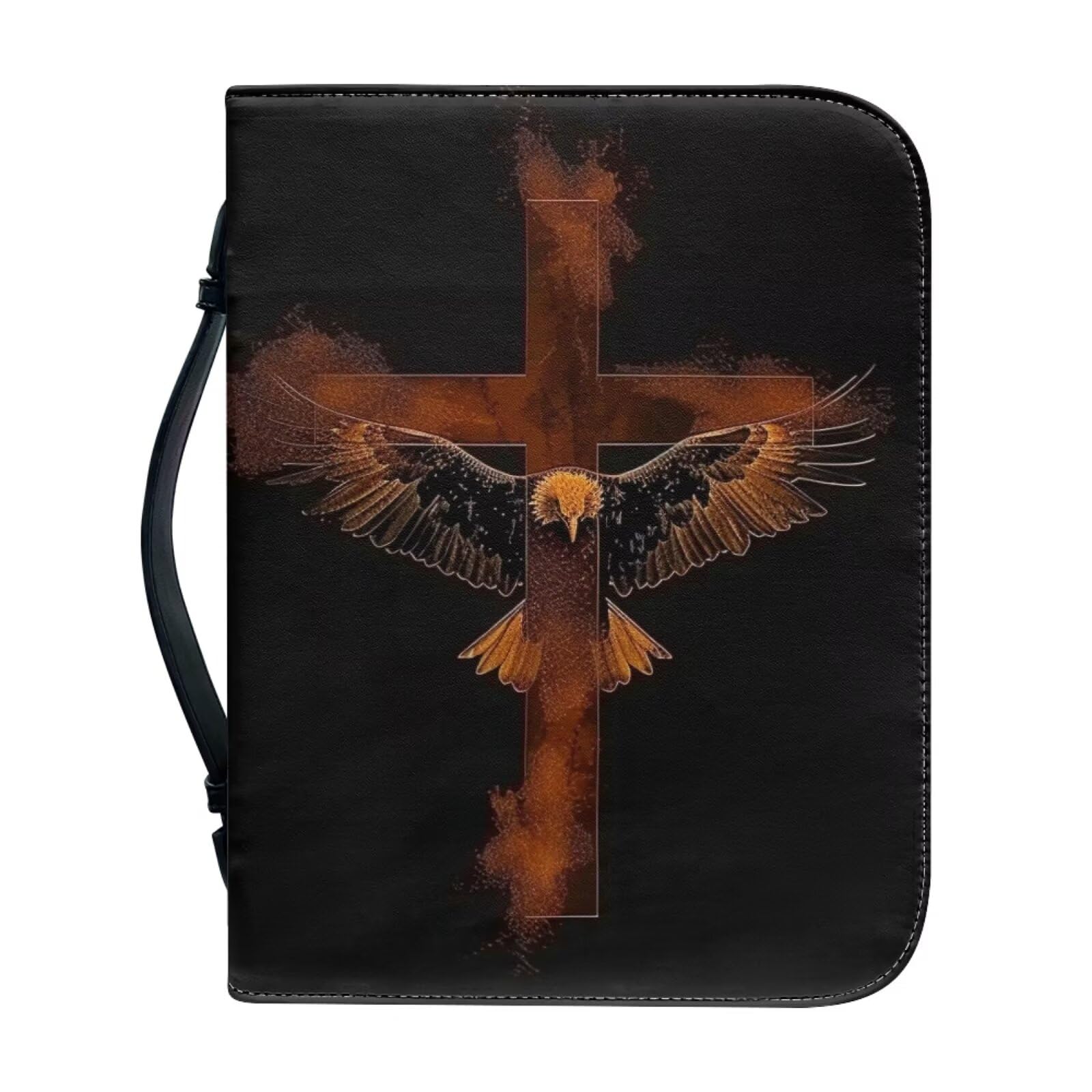 Faux Leather Bible Cover for Men, Water Resistant Bible Cover Case for Women,Bible Case,Eagle and Cross,Eagle and Cross,Small