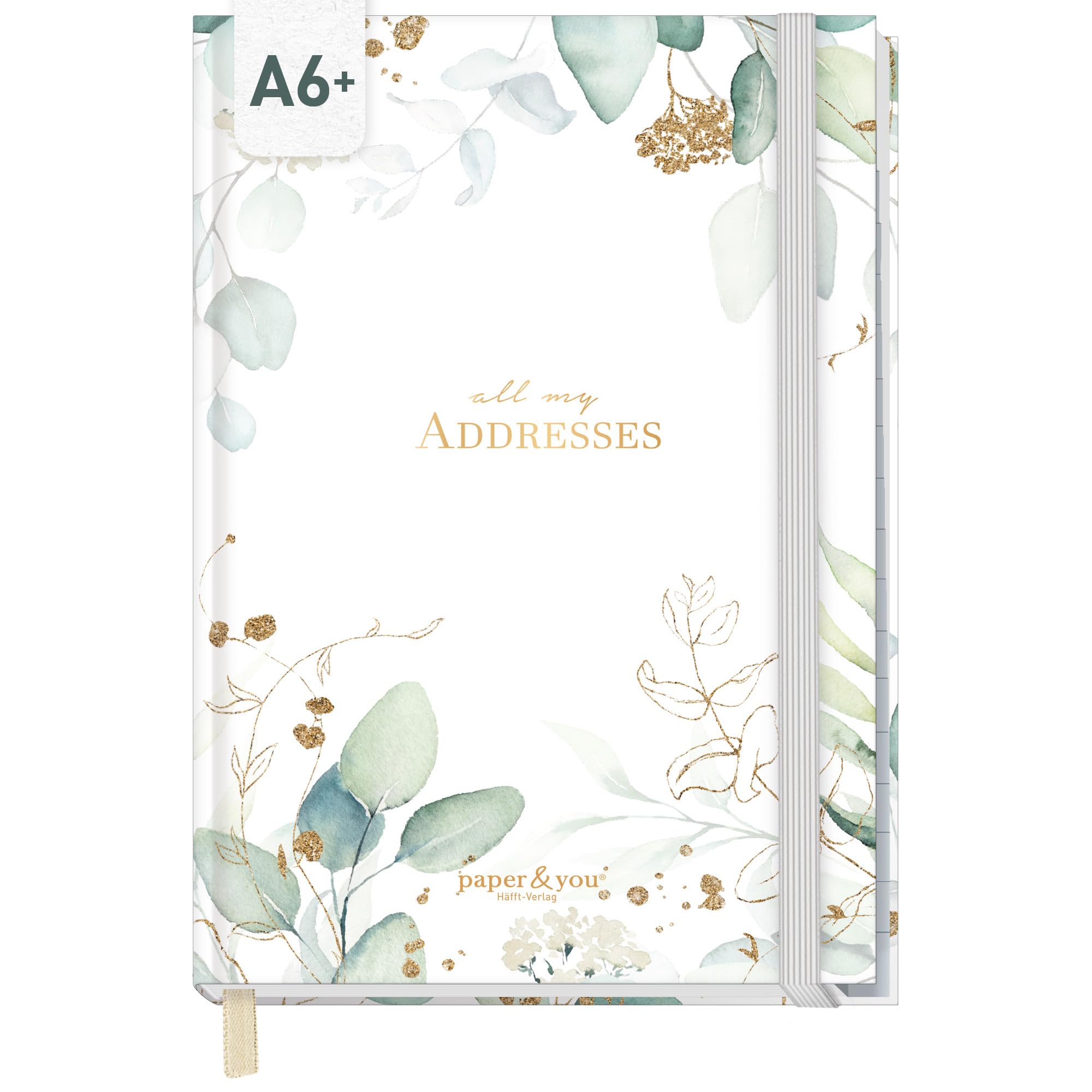 Paper&You® A6+ Address Book for Notes & Passwords "Gold Leaf"