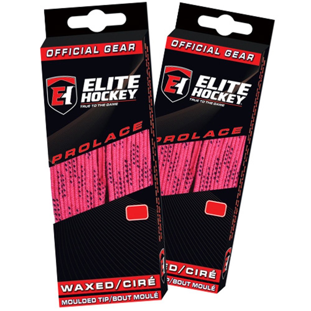 Elite Hockey Prolace Waxed Hockey Skate Laces - SET of 2 Pairs, Neon Pink, 84"